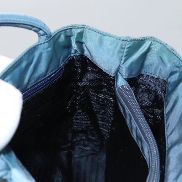 PRADA Hand Bag Nylon Blue Silver Auth 107216 - Picture 12 of 16